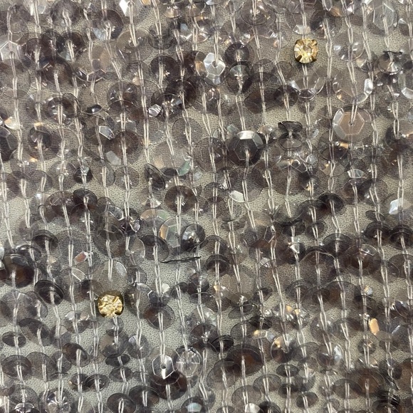 Mac Duggal NWOT Platinum Blue Grey Hand Embellished Sequin Cocktail Midi Dress - Picture 5 of 8